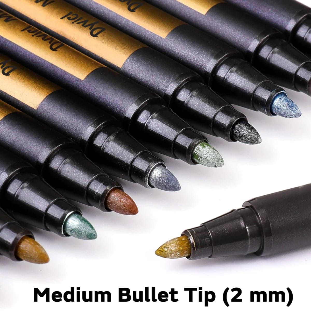 Dyvicl Metallic Marker Pens - Set of 10 Medium Point Metallic Markers for Rock Painting, Black Paper, Card Making, Scrapbooking Crafts, DIY Photo Album thumbnail 3