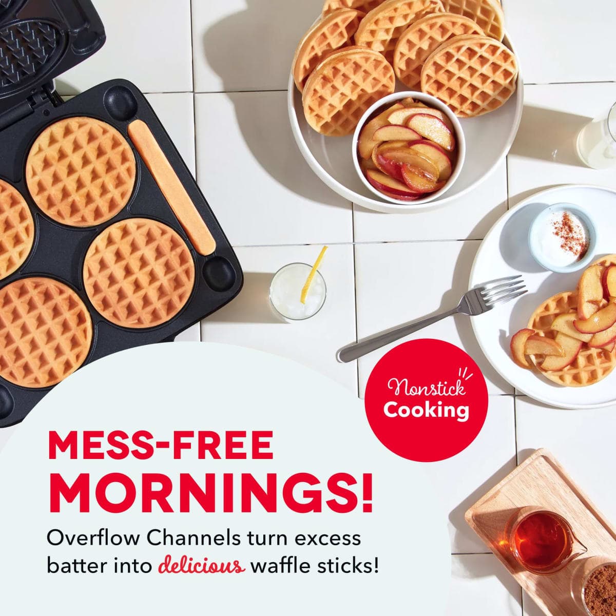 DASH Multi Mini Waffle Maker - Four 4” Waffle Molds, Nonstick Waffle Iron with Quick Heat-Up, Nonstick Surface - Perfect Mini Waffle Maker for Kids and Families, Just Add Batter thumbnail 3