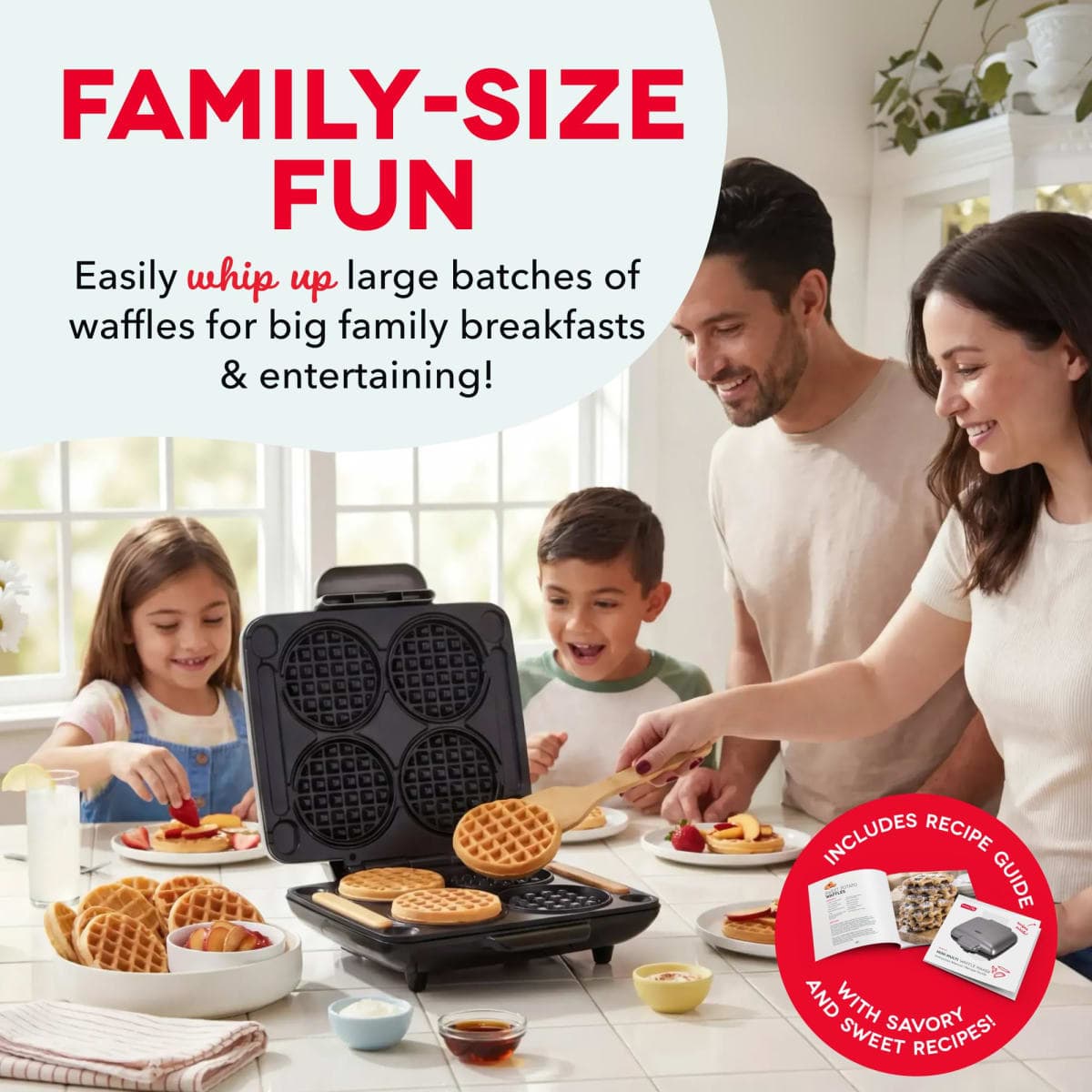 DASH Multi Mini Waffle Maker - Four 4” Waffle Molds, Nonstick Waffle Iron with Quick Heat-Up, Nonstick Surface - Perfect Mini Waffle Maker for Kids and Families, Just Add Batter thumbnail 5
