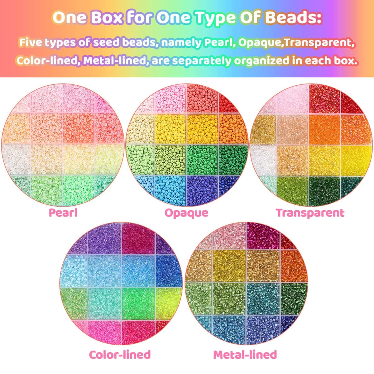 Funtopia 34000pcs+ 120 Colors 3mm Beads, Small Seed Beads for Making Jewellery, Friendship Bracelet Kit with Letter Bead and Smile Face Bead, DIY Jewelry and Art Crafts for Girls Women thumbnail 2