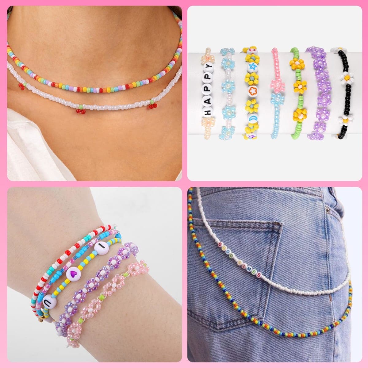 Funtopia 34000pcs+ 120 Colors 3mm Beads, Small Seed Beads for Making Jewellery, Friendship Bracelet Kit with Letter Bead and Smile Face Bead, DIY Jewelry and Art Crafts for Girls Women thumbnail 5