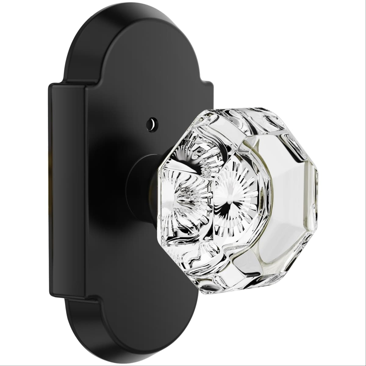 BonKuDoo Matte Black Crystal Door Knob, Privacy Glass Door Knob, Crystal Door Knobs with Lock for Bedroom Bathroom (1 Pack) — image 1