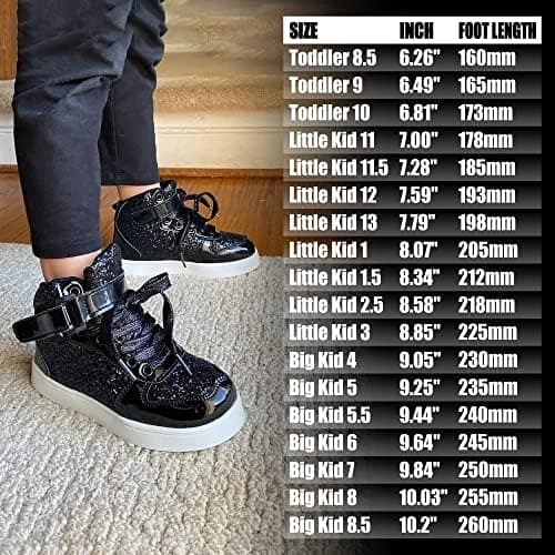 Wooowyet Glitter Shoes Kids High Top Sneakers for Boys Girls Gift Party Birthday Christmas Halloween, Glitter Black, 5 US Big Kid thumbnail 2