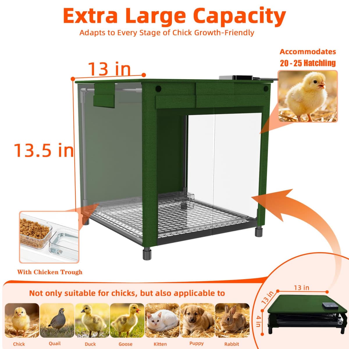 Chicken Brooder, Large Brooder Heater House for Chicken Coops Poultry Heating, Adaptable to Timer and Temp Controllers thumbnail 3