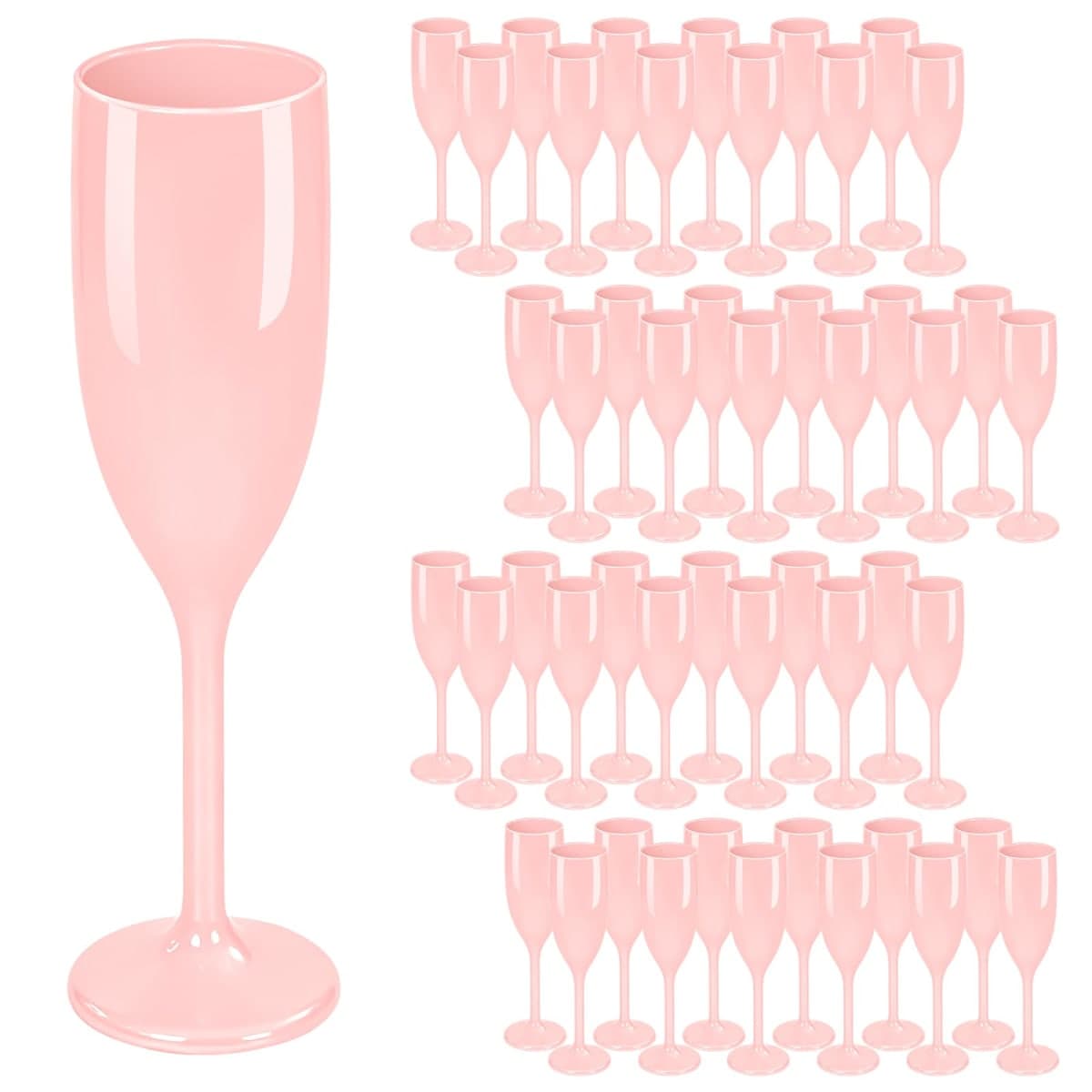 48 PCS Plastic Champagne Flutes, Plastic Champagne Glasses for Wedding, Reusable Acrylic Wedding Toasting Glasses Drinking Cups for Bachelorette Bridal Shower Anniversary Birthday Party (White) — image 1