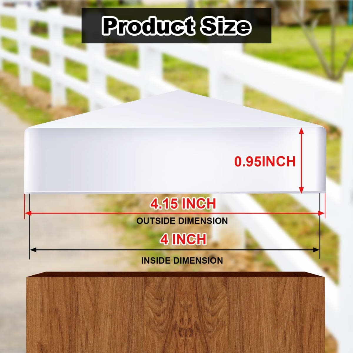 Taiyin 12 Pcs Pyramid White PVC Vinyl Post Top Caps, Fence and Deck Post Caps for Vinyl Fence Posts (4 x 4 Inch) thumbnail 2