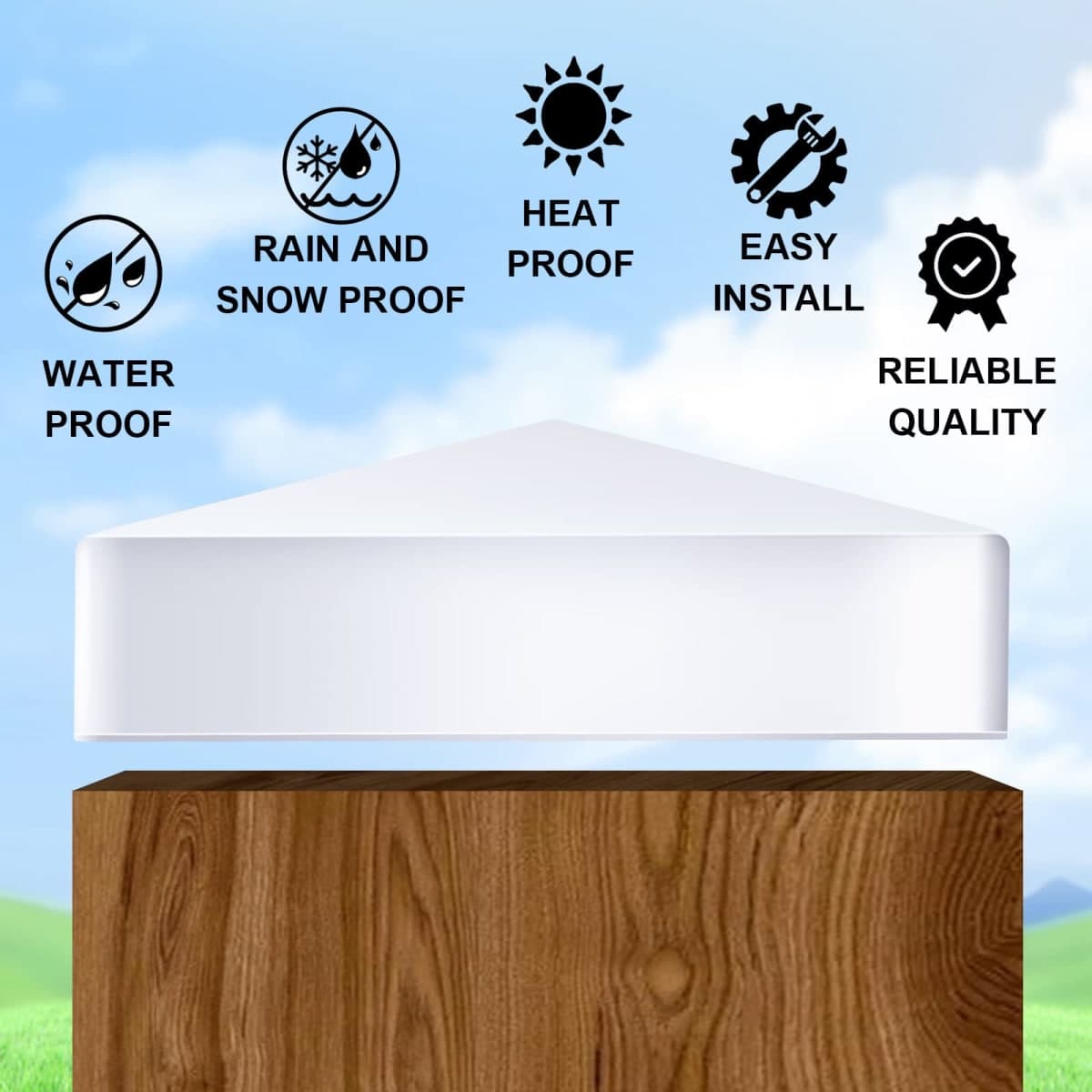 Taiyin 12 Pcs Pyramid White PVC Vinyl Post Top Caps, Fence and Deck Post Caps for Vinyl Fence Posts (4 x 4 Inch) thumbnail 3