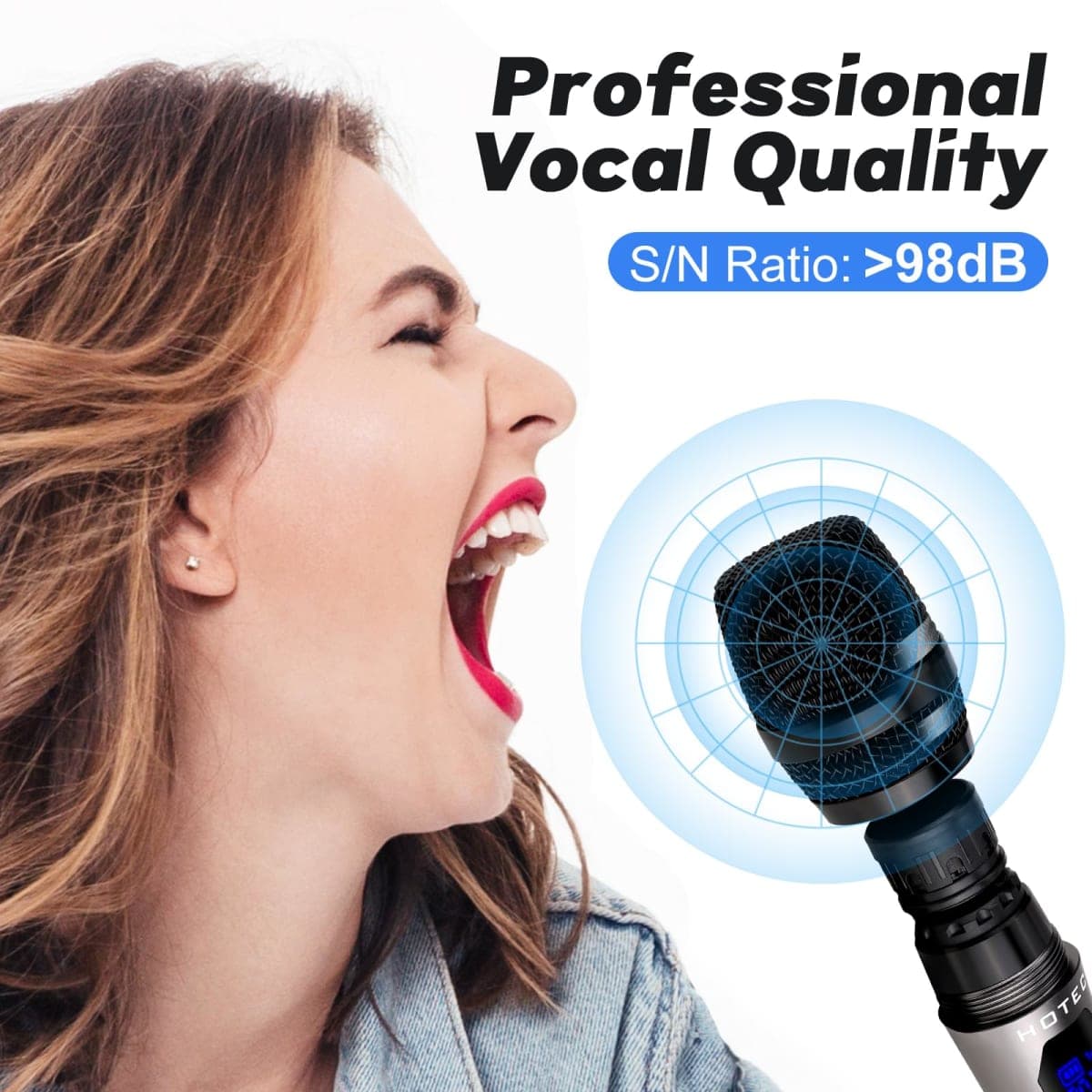 Wireless Microphones, Dual UHF Handheld Cordless Dynamic Microphone System with Echo/Vol Control, 1/4" Output, Rechargeable Receiver for Karaoke Church Wedding Party Speech thumbnail 2