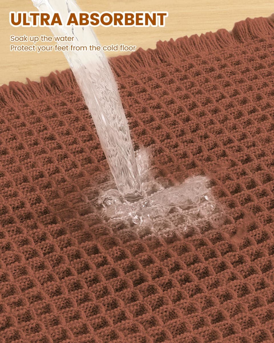 Smiry Waffle Bath Mat 30x20, Extra Soft Absorbent Bathroom Rugs, Non Slip Machine Washable Quick Dry Bath Rugs for Bathroom Floor, Tub, Shower, Home Decor Accessories, Orange thumbnail 4