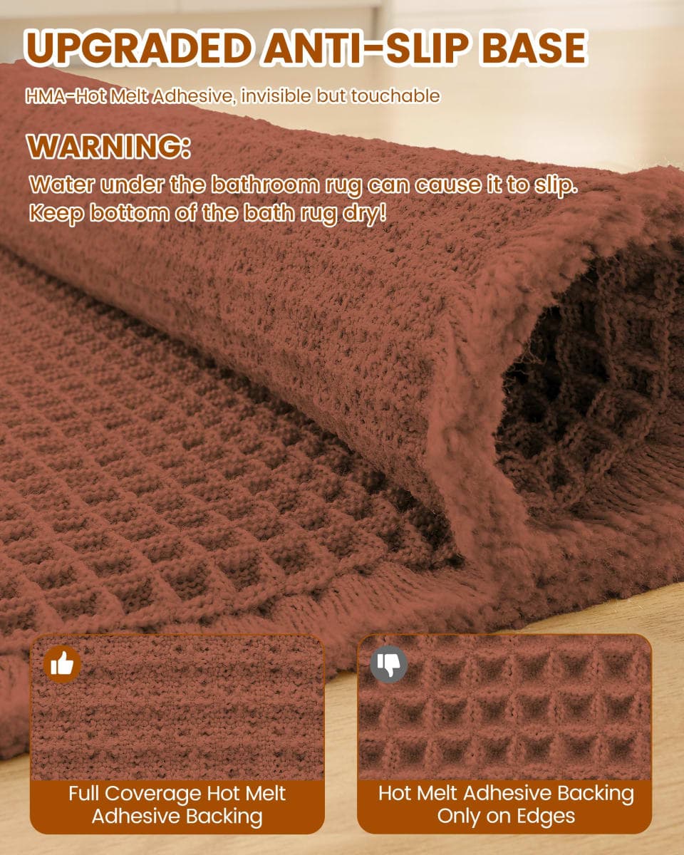 Smiry Waffle Bath Mat 30x20, Extra Soft Absorbent Bathroom Rugs, Non Slip Machine Washable Quick Dry Bath Rugs for Bathroom Floor, Tub, Shower, Home Decor Accessories, Orange thumbnail 5