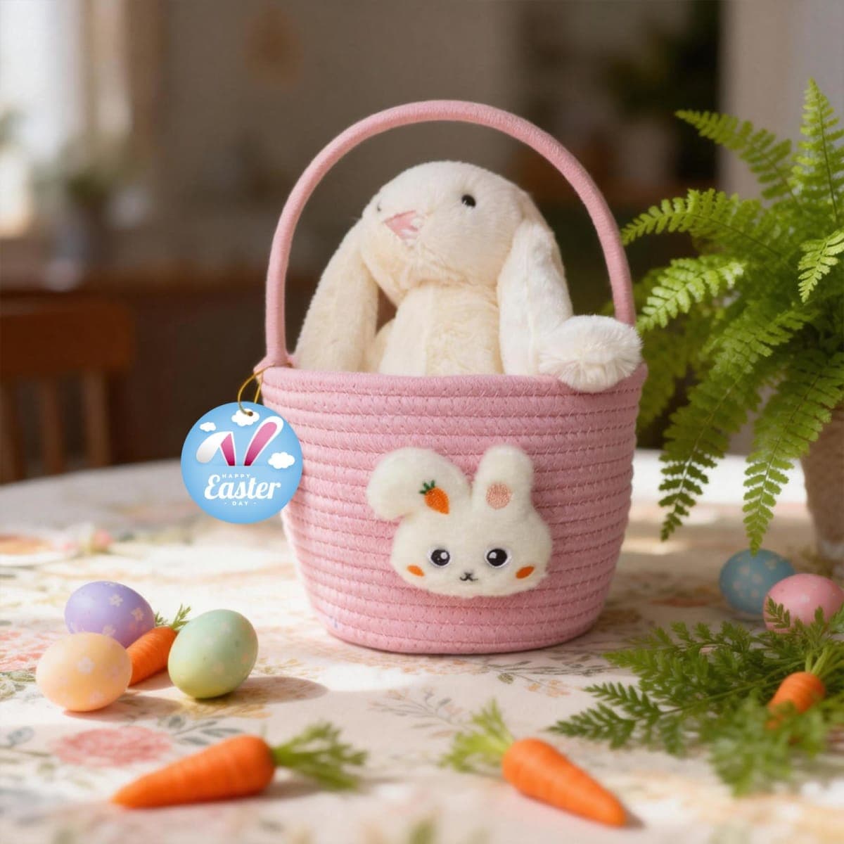 2024 New Easter Basket, Easter Baskets for Kids, Baby Easter Basket with Handle, Empty Bunny Egg Basket, Easter Baskets for Boys, Girls, Toddler, Babies, Infant Easter gifts basket Personalized thumbnail 2
