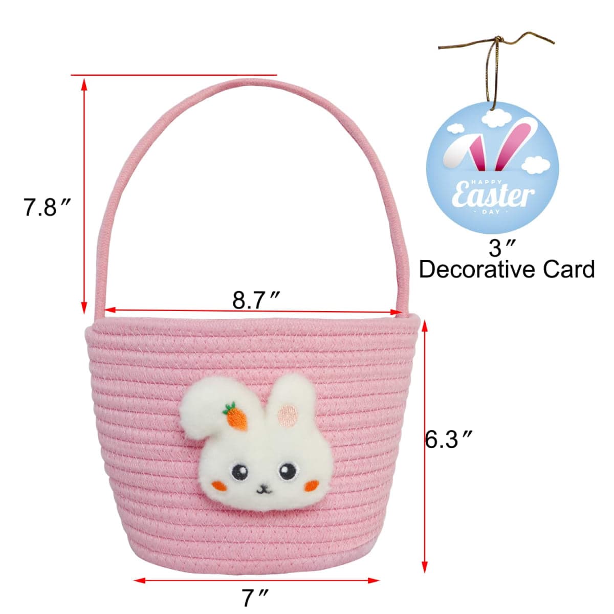 2024 New Easter Basket, Easter Baskets for Kids, Baby Easter Basket with Handle, Empty Bunny Egg Basket, Easter Baskets for Boys, Girls, Toddler, Babies, Infant Easter gifts basket Personalized thumbnail 4