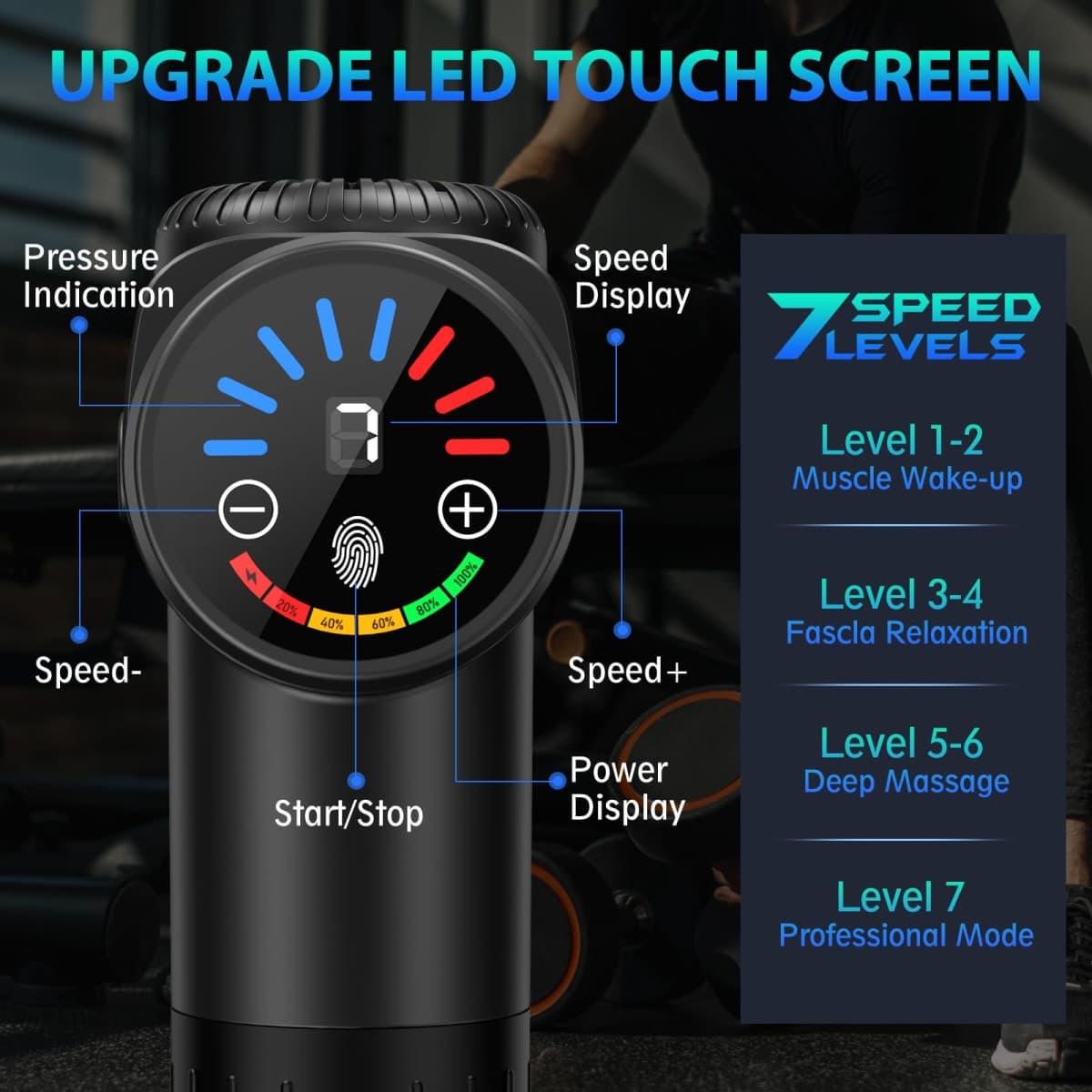 TOLOCO Massage Gun, Deep Tissue Back Massage for Athletes for Pain Relief, Percussion Massager with 10 Massages Heads & Silent Brushless Motor, Fathers Day Dad Gifts, Black thumbnail 2