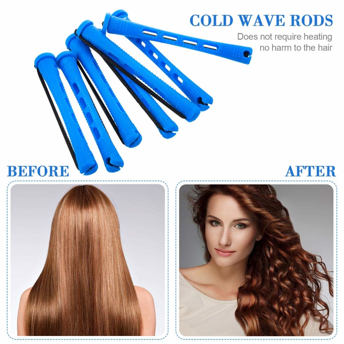 Chuangdi 24 Pcs Hair Perm Rods Plastic Cold Wave Perming Curlers Hair Rollers with Steel Pintail Comb Rat Tail Comb Tools for Hairdressing Styling(Blue,0.35 Inches) thumbnail 4