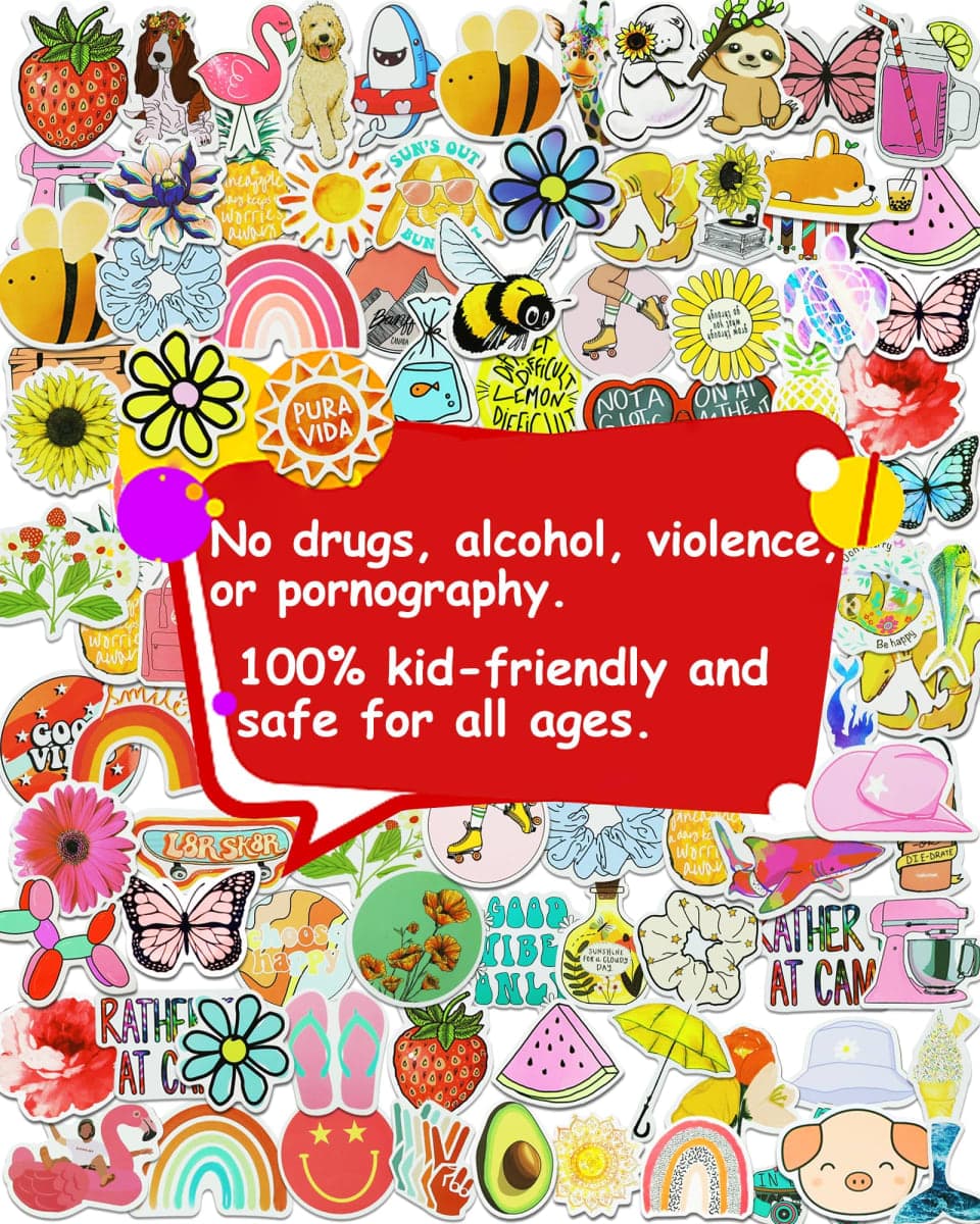 200Pcs Water Bottle Stickers for Kids, Cute Stickers for Water Bottles, Vinyl Waterproof Aesthetic Laptop Sticker Pack Classroom Prizes Skateboard for Kids Teens Girls Students (Cute-200pcs) thumbnail 4