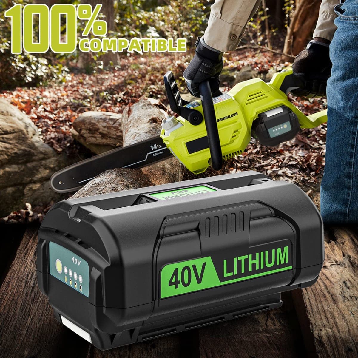 AYTXTG - Replacement for Ryobi 40V Battery OP4040 OP4026 OP4030 OP4050 OP4060A with Ryobi 40V OP401 Charger thumbnail 2