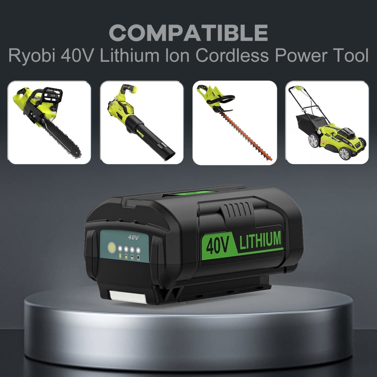AYTXTG - Replacement for Ryobi 40V Battery OP4040 OP4026 OP4030 OP4050 OP4060A with Ryobi 40V OP401 Charger thumbnail 3