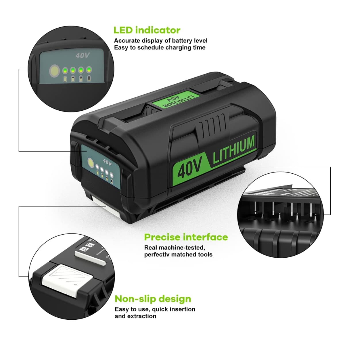 AYTXTG - Replacement for Ryobi 40V Battery OP4040 OP4026 OP4030 OP4050 OP4060A with Ryobi 40V OP401 Charger thumbnail 4