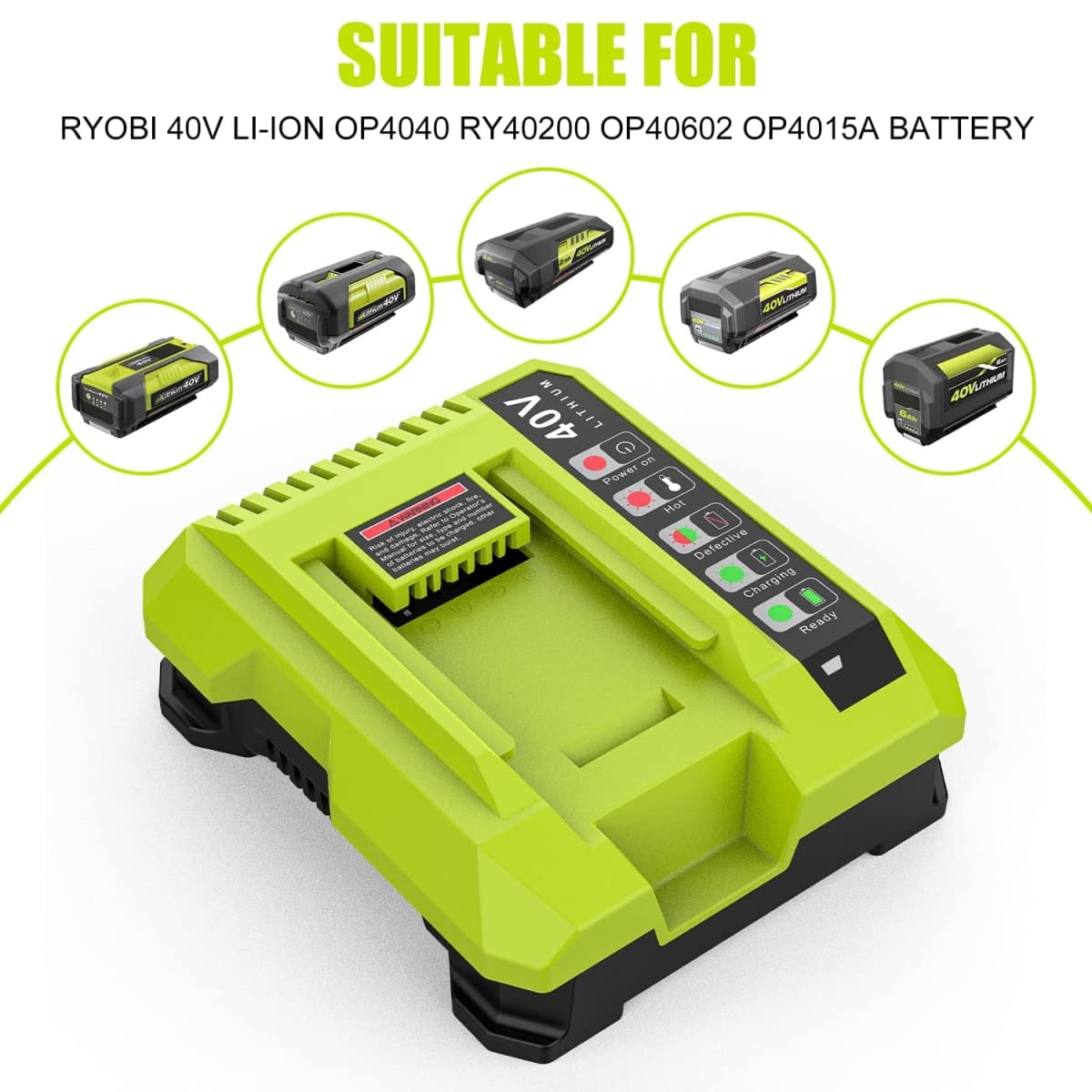 AYTXTG - Replacement for Ryobi 40V Battery OP4040 OP4026 OP4030 OP4050 OP4060A with Ryobi 40V OP401 Charger thumbnail 5