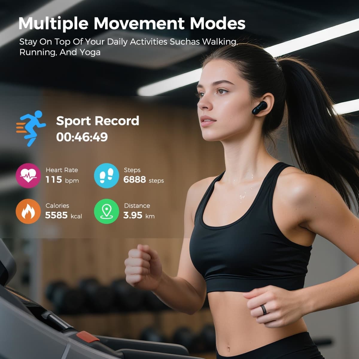 Smart Ring for Women & Men, Health Tracker Ring with Heart Rate, SpO2, Blood Pressure,Temperature, HRV & Stress, IP68 Waterproof Fitness Ring, Sleep Tracker for iPhone & Android (Silver, 8#) thumbnail 5