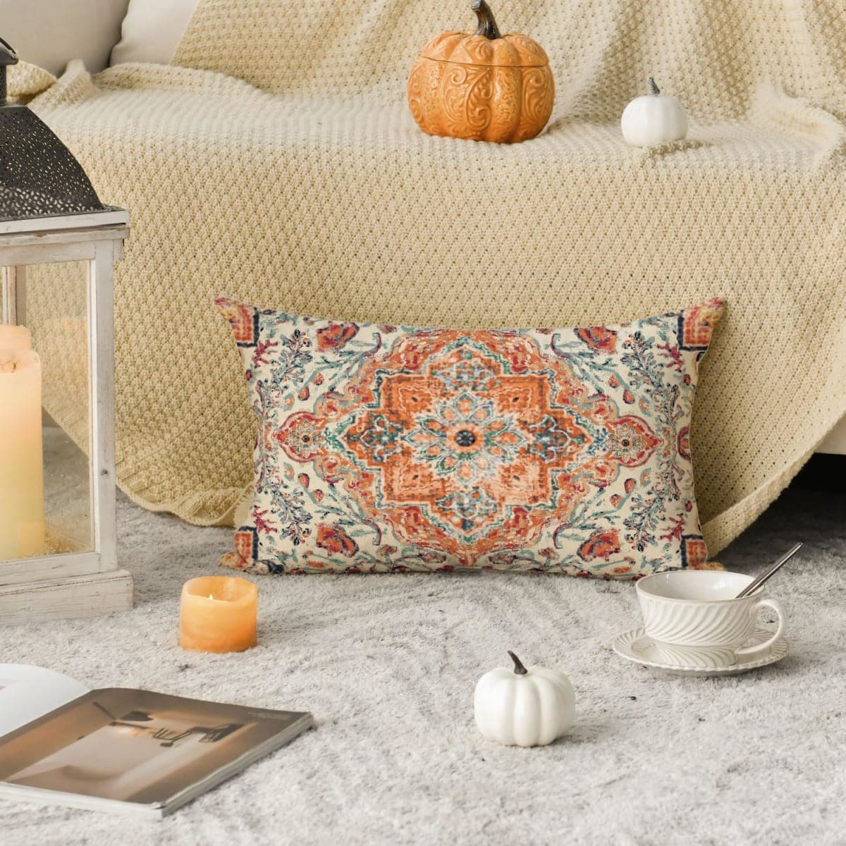 AVOIN colorlife Boho Throw Pillow Covers, 12 x 20 Inch Bohemia Ethnic Style Carpet Pattern Cushion Case for Sofa Couch Set of 2 thumbnail 3