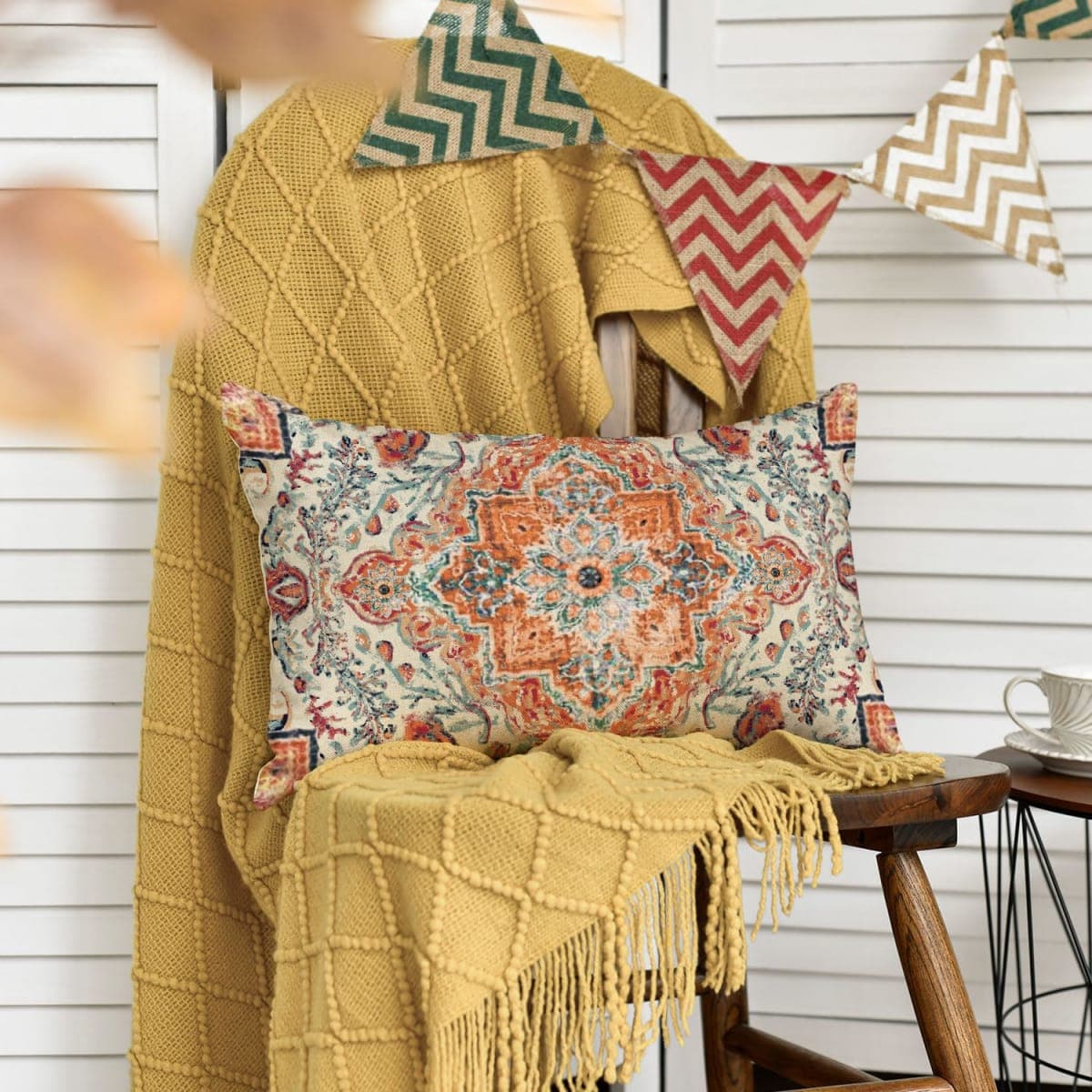 AVOIN colorlife Boho Throw Pillow Covers, 12 x 20 Inch Bohemia Ethnic Style Carpet Pattern Cushion Case for Sofa Couch Set of 2 thumbnail 4