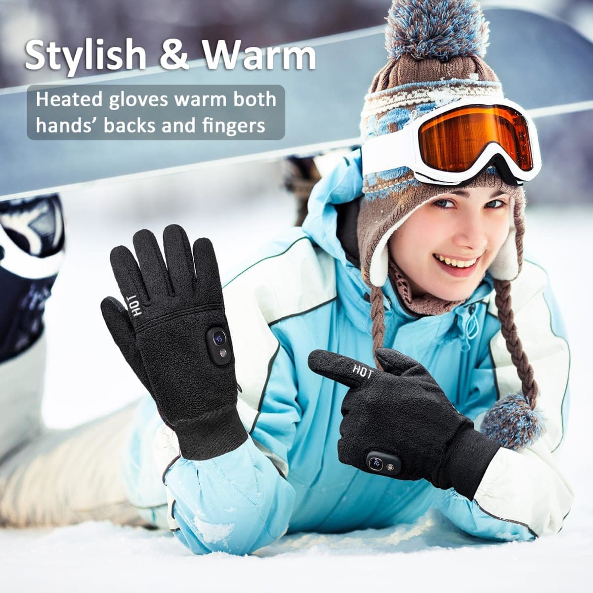 yoostooper Rechargeable Heated Winter Gloves for Women & Men with Touchscreen, Built-in Smart Display and Premium Polar Fleece, Ideal for Outdoor Skiing/Cycling/Hunting & Christmas Presents thumbnail 5