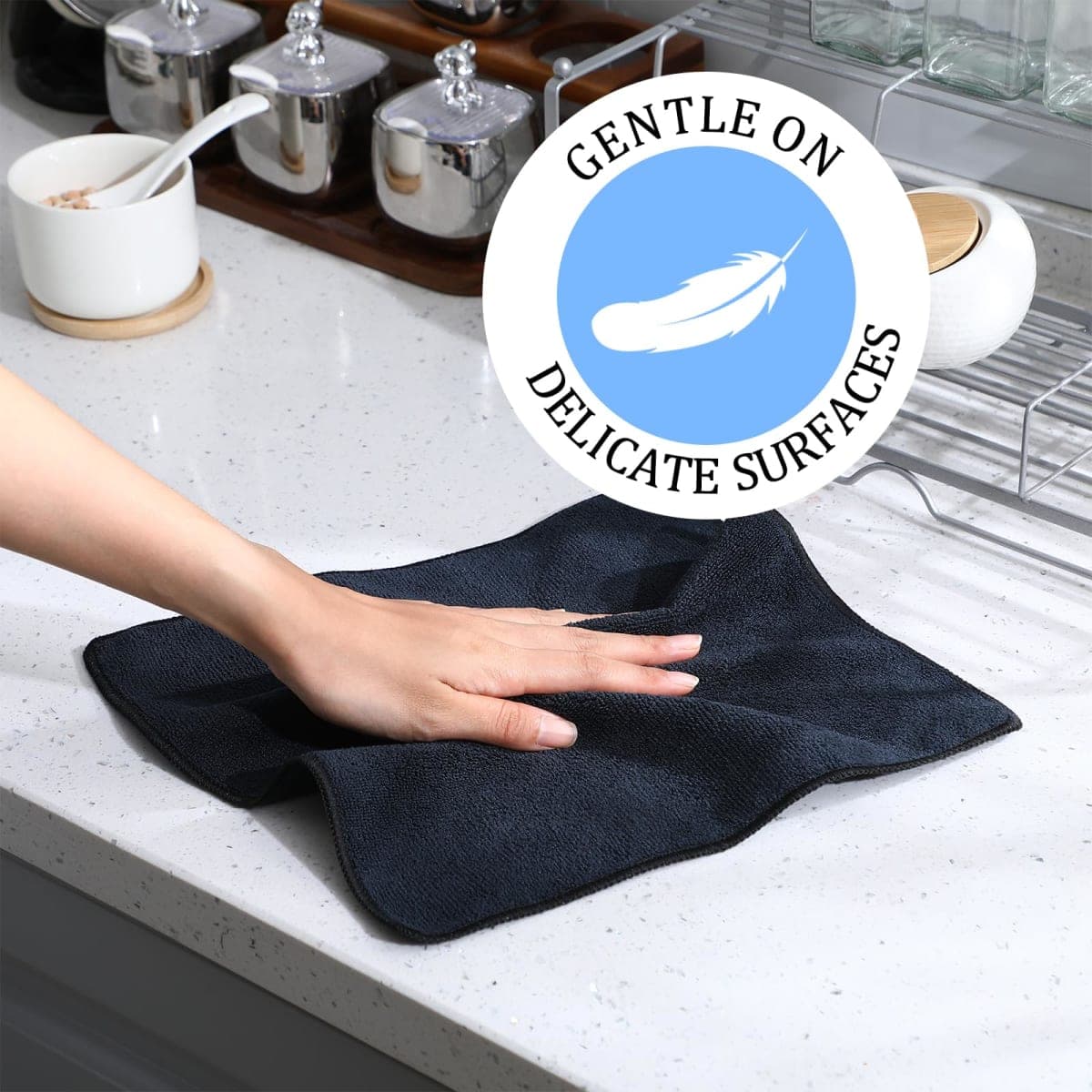 Tanlade Cleaning Cloth Dry Erase Cloth Cleaning Rags Reasonable Kitchen Towels Microfiber Towels Cars Wash(6 x 6 Inch,Gray,30 Pcs) thumbnail 4
