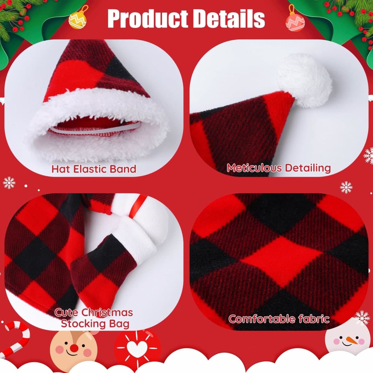Porch Goose Christmas Outfits, Red and Black Buffalo Plaid Goose Clothes thumbnail 3
