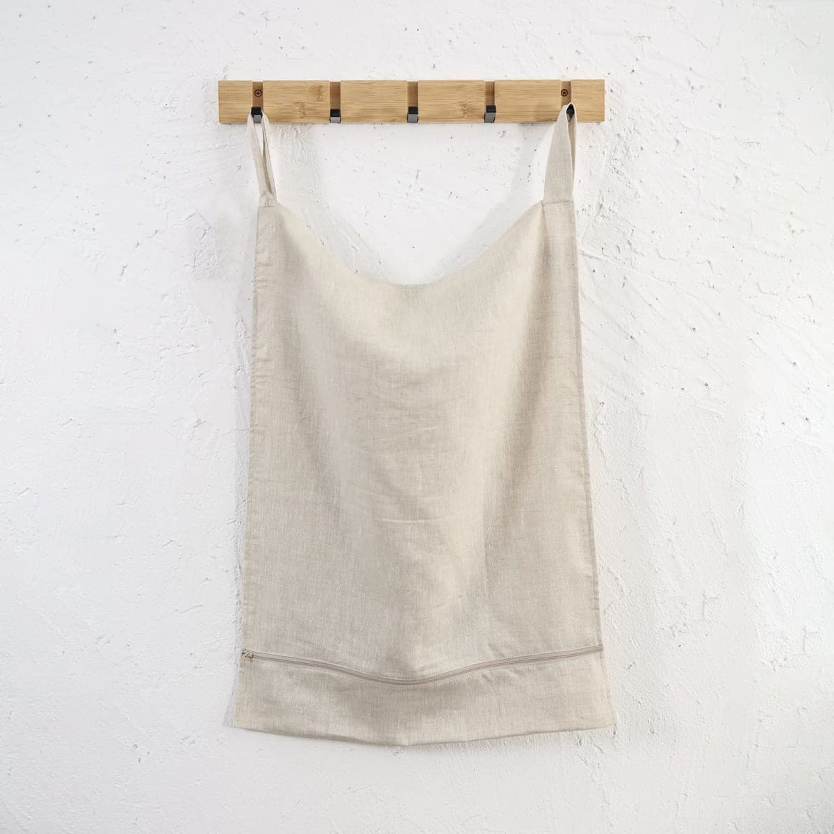 HSOFTIFY Linen Hanging Laundry Bag, 100% Linen Over The Door Laundry Hamper with Buttons and Zipper, Space Saving Door Hampers for Laundry Dirty Clothes Home Travel, Linen thumbnail 5