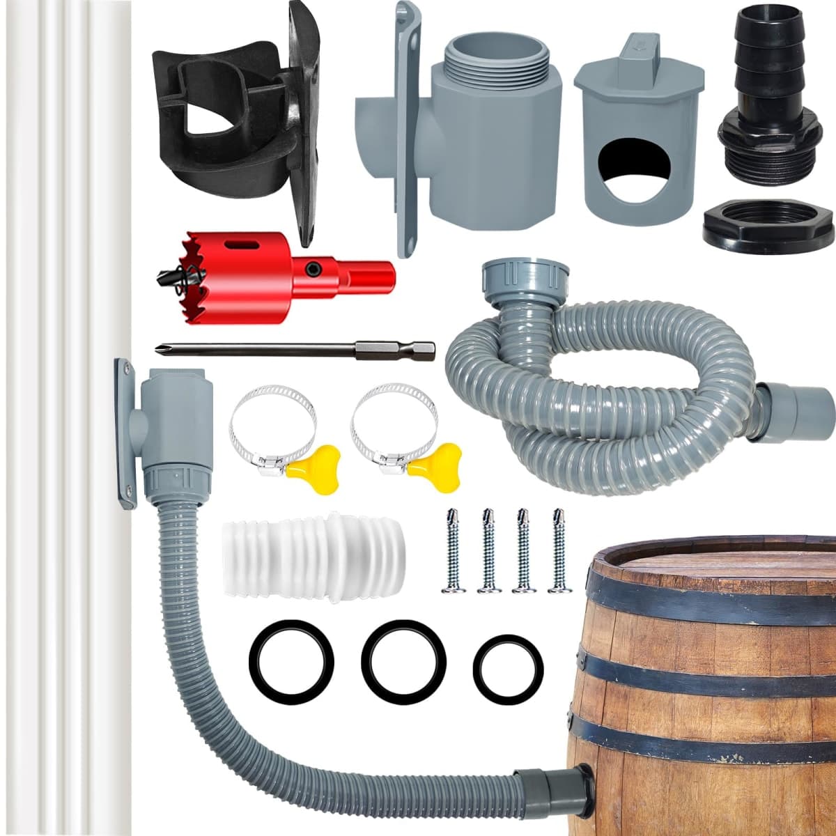 Rainwater Collection System, Rain Barrel Diverter Kit with Adjustable Valve and Hose, Rain Water Diverter for Downspout, Downspout Diverter Fits for Standard Downspouts — image 1