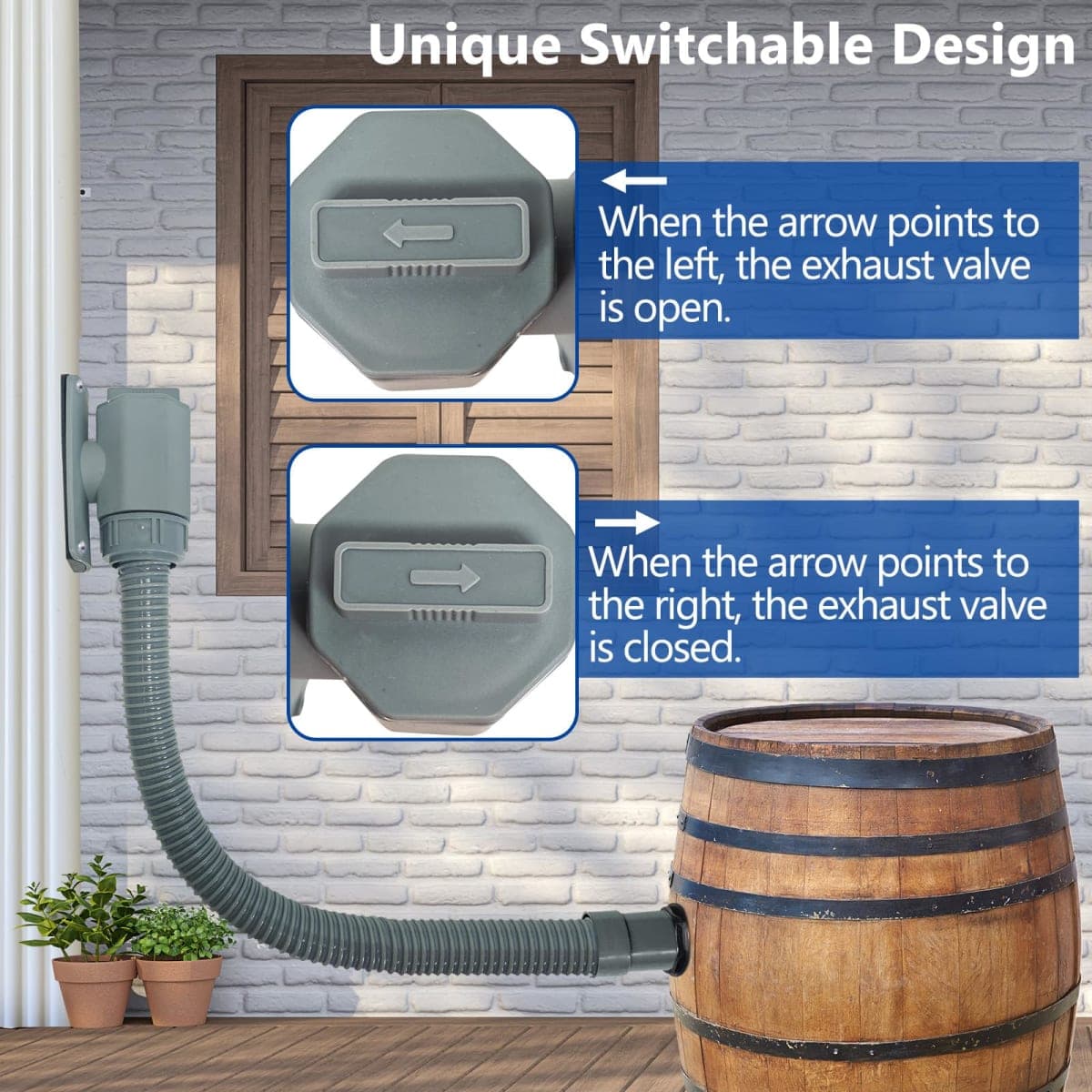 Rainwater Collection System, Rain Barrel Diverter Kit with Adjustable Valve and Hose, Rain Water Diverter for Downspout, Downspout Diverter Fits for Standard Downspouts thumbnail 5