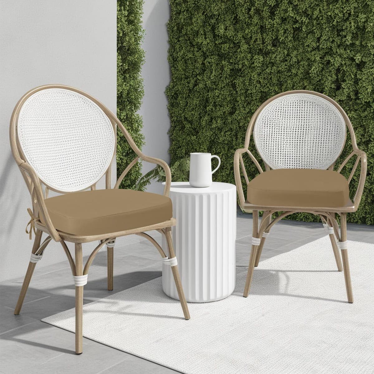idee-home Outdoor Chair Cushions Set of 4, 19" x 19" x 3" Thick D-Shaped Patio Furniture Outdoor Seat Cushions Waterproof with Ties, Dining Pads thumbnail 5