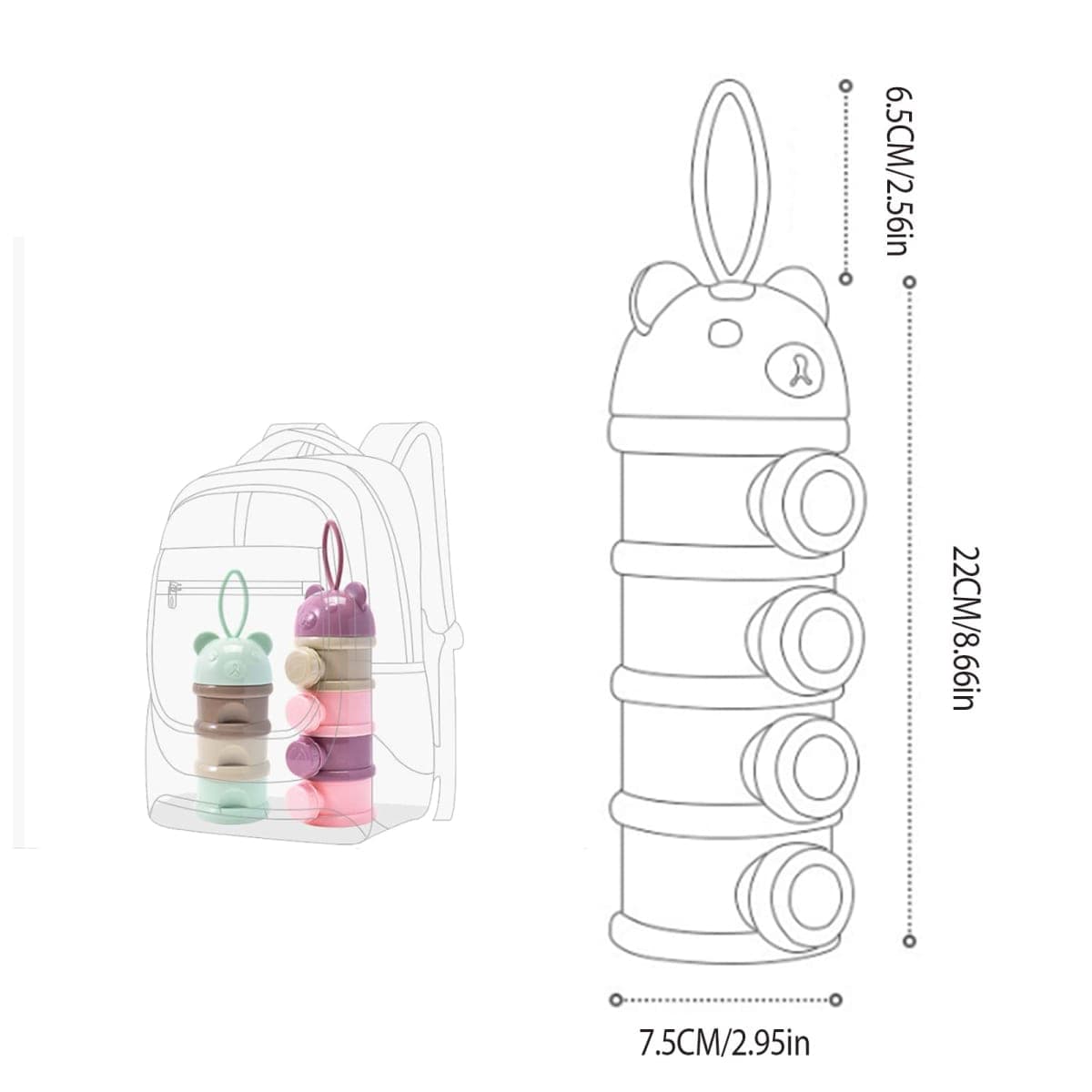 Manwetye 2 PCS Milk Powder Pots,Candy Storage Tank,Formula Dispenser Portable Milk Powder Formula Dispenser Container Pot Box Milk Cans Snack Storage Box for Travel thumbnail 2