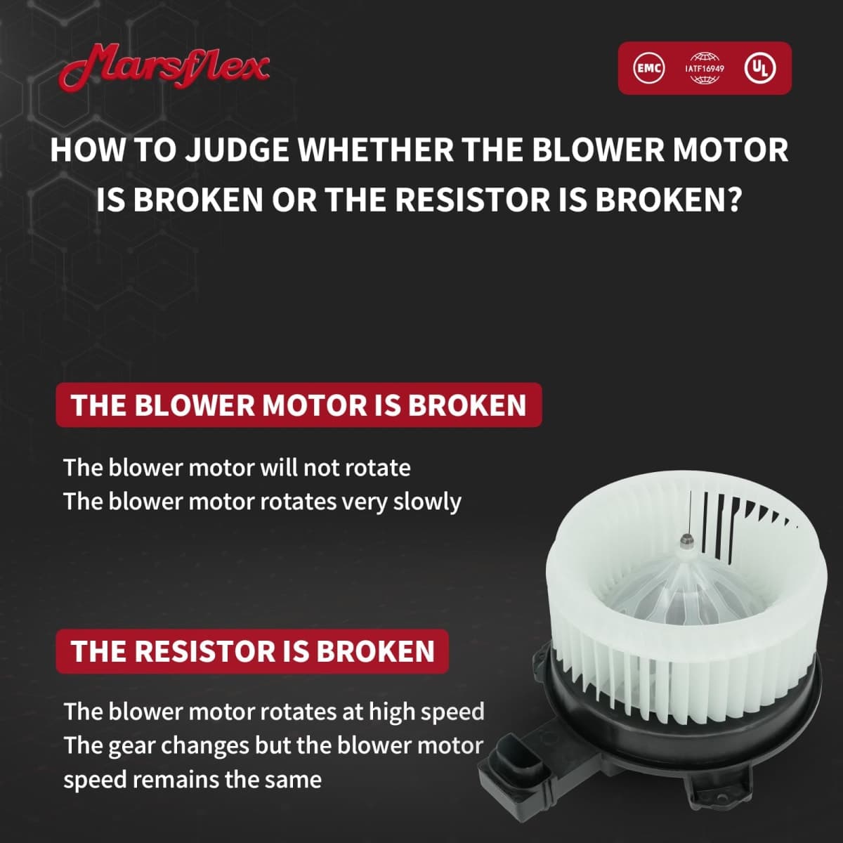 Marsflex Front Blower Motor 700260 for 2012-2018 Honda CRV Civic Accord & Acura RDX ILX, 2013 2014 2015 2016 2017 Automotive Replacement Blower Motor Fan OE: 79310-T0A-A01, PM4038, 79310-T2F-A01 thumbnail 4
