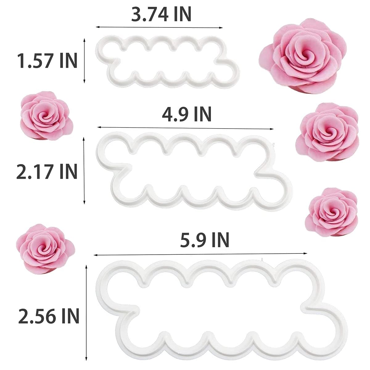 Gum Paste Flowers Cakes Cutters - 3Pcs Edible Rose Petal Plastic Cookie Cutters Fondant Flower Molds and Cutters - Cupcake Cookie Cutter Birthday Decoration Plastic Cake Cutter Cake Flower Cutters thumbnail 2