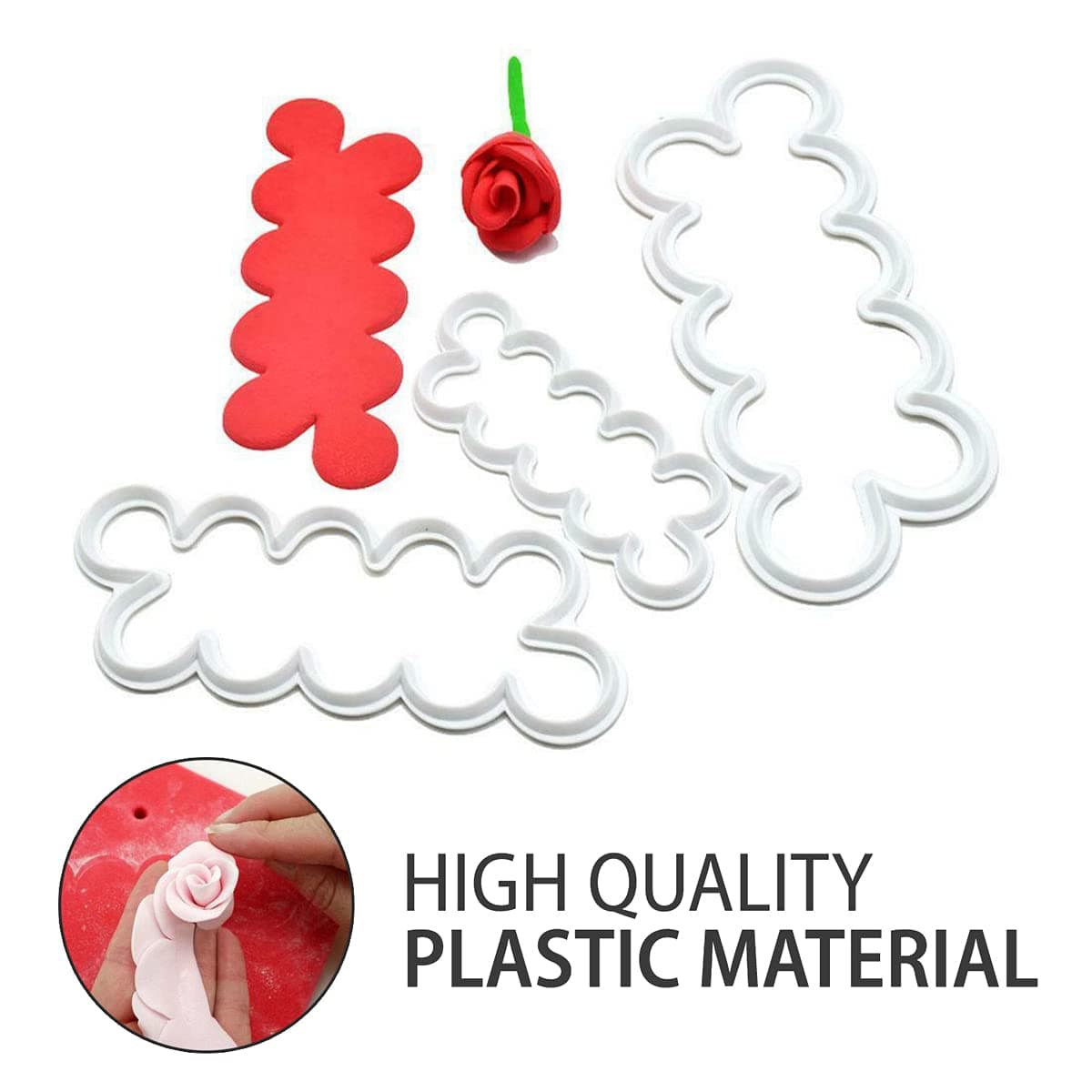 Gum Paste Flowers Cakes Cutters - 3Pcs Edible Rose Petal Plastic Cookie Cutters Fondant Flower Molds and Cutters - Cupcake Cookie Cutter Birthday Decoration Plastic Cake Cutter Cake Flower Cutters thumbnail 3