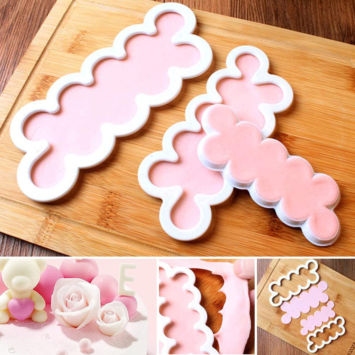 Gum Paste Flowers Cakes Cutters - 3Pcs Edible Rose Petal Plastic Cookie Cutters Fondant Flower Molds and Cutters - Cupcake Cookie Cutter Birthday Decoration Plastic Cake Cutter Cake Flower Cutters thumbnail 5