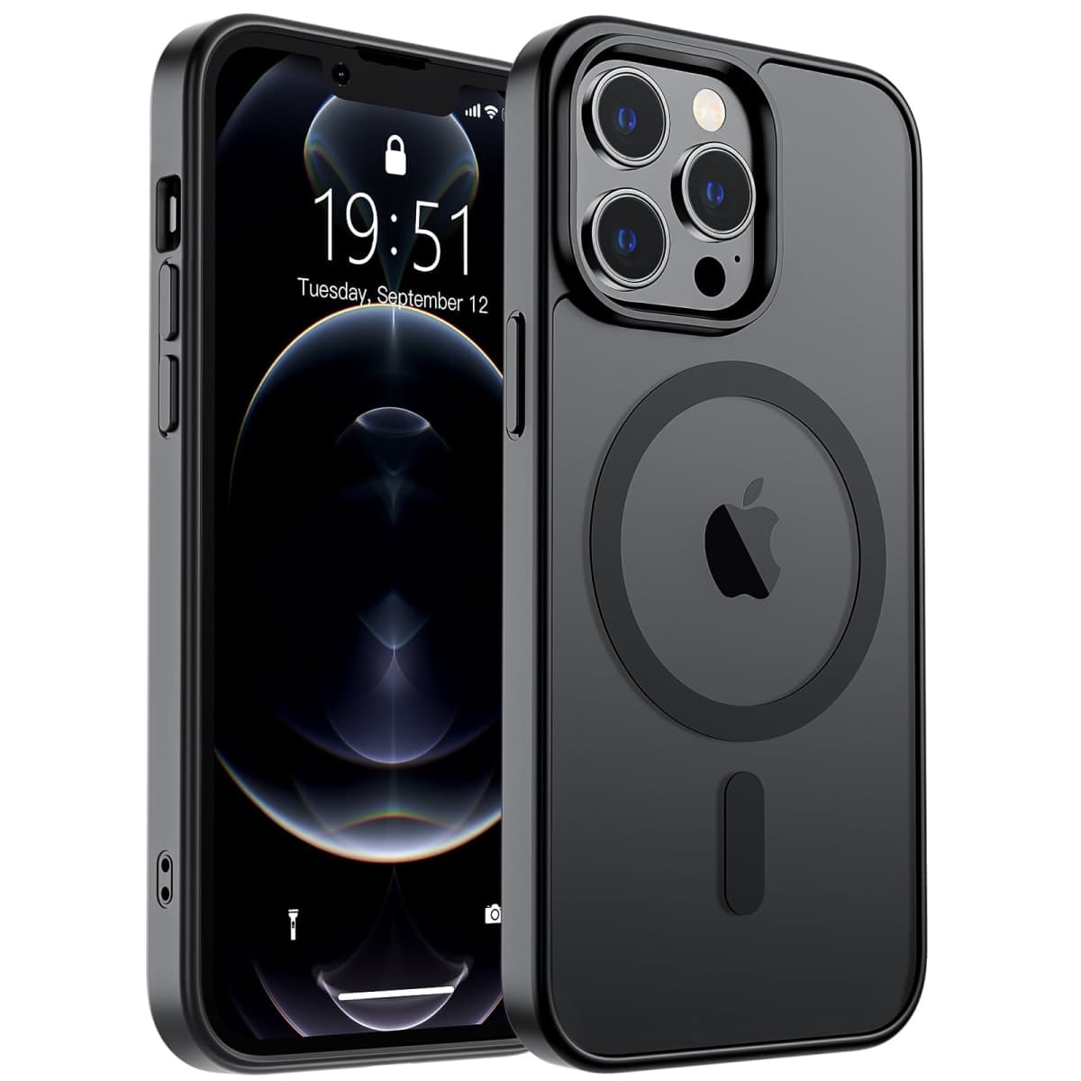 SUPFINE Magnetic for iPhone 12 Pro Max Case (Compatible with MagSafe) (Military Grade Drop Protection) Slim Translucent Matte Shockproof with Anti-Fingerprint Phone Case,Black — image 1