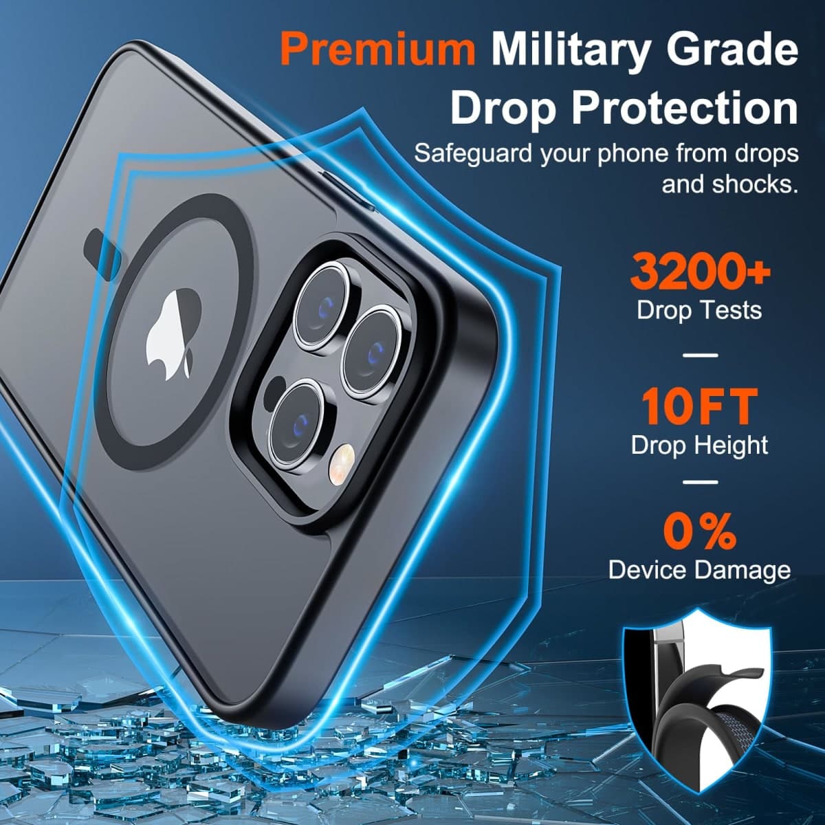 SUPFINE Magnetic for iPhone 12 Pro Max Case (Compatible with MagSafe) (Military Grade Drop Protection) Slim Translucent Matte Shockproof with Anti-Fingerprint Phone Case,Black thumbnail 3