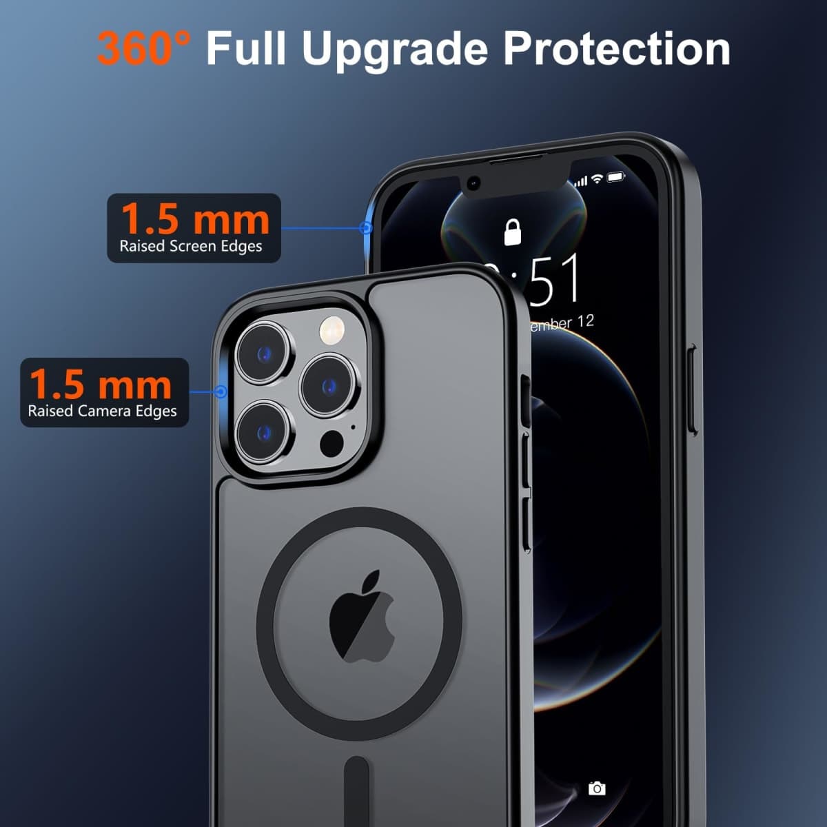 SUPFINE Magnetic for iPhone 12 Pro Max Case (Compatible with MagSafe) (Military Grade Drop Protection) Slim Translucent Matte Shockproof with Anti-Fingerprint Phone Case,Black thumbnail 4