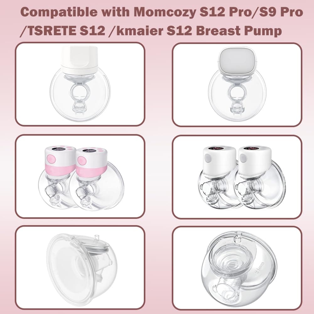 Two Full Milk Collector Cup Sets with 17mm Flange Compatible With Momcozy S12 Pro/S9 Pro Breast Pump, NOT for S9/S12, Replacement Pump Parts with Duckbill Valve, Flange, Diaphragm, Linker, Collector thumbnail 3