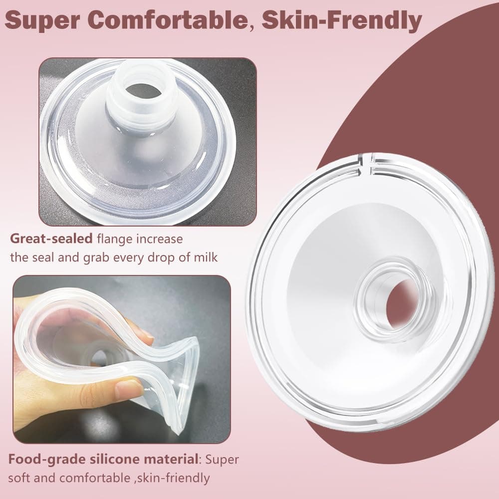 Two Full Milk Collector Cup Sets with 17mm Flange Compatible With Momcozy S12 Pro/S9 Pro Breast Pump, NOT for S9/S12, Replacement Pump Parts with Duckbill Valve, Flange, Diaphragm, Linker, Collector thumbnail 5