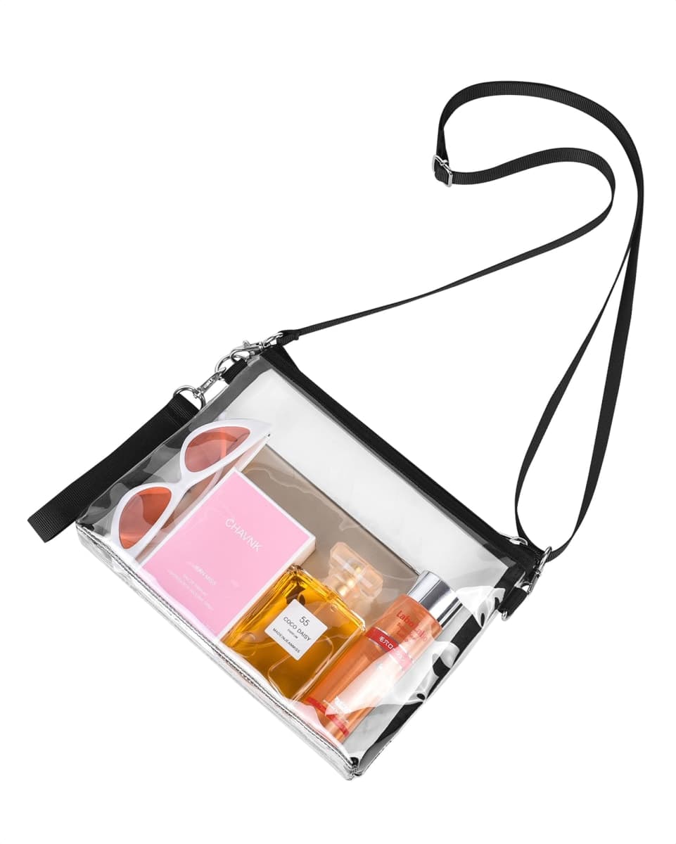 Bagenius Clear Bag for Stadium Events, Clear Purse with Detachable Strap, Sports fan Handbag Purses for Game Day and Concert, Black — image 1