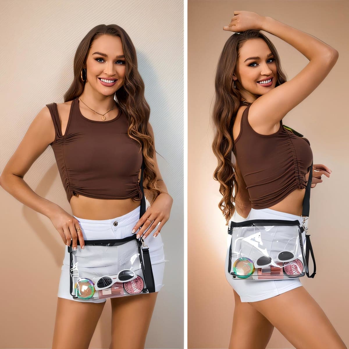 Bagenius Clear Bag for Stadium Events, Clear Purse with Detachable Strap, Sports fan Handbag Purses for Game Day and Concert, Black thumbnail 2