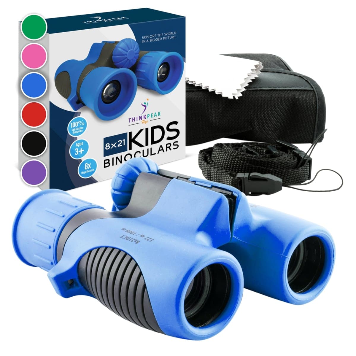 Think Peak Blue Binoculars Science Toy for Kids Ages 3-12 Years - Real Compact Outdoor Adventure & STEM Educational Nature Hiking Explorer for Bird Watching, Camping Children’s Birthday Gift — image 1