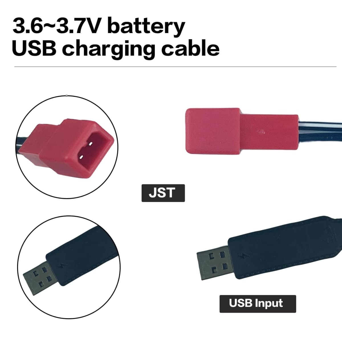3.7V USB Charger Cable with JST Plug Compatible for RC Aircraft Helicopter Toys Accessories for Universal 3.7V Lipo Battery (1) thumbnail 3