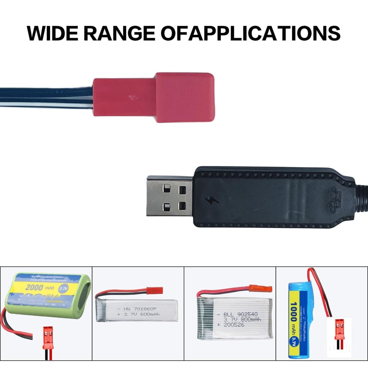 3.7V USB Charger Cable with JST Plug Compatible for RC Aircraft Helicopter Toys Accessories for Universal 3.7V Lipo Battery (1) thumbnail 4