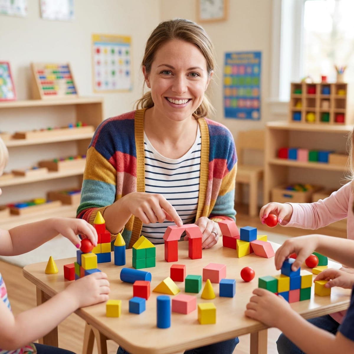 Deekin 70 Pcs Wood Geometric Solid Mini 3D Shapes Wooden Block Bulk Montessori Toys Manipulatives Elementary Shape Block for Preschool Learning Geometry Math Kindergarten Teaching Classroom thumbnail 5