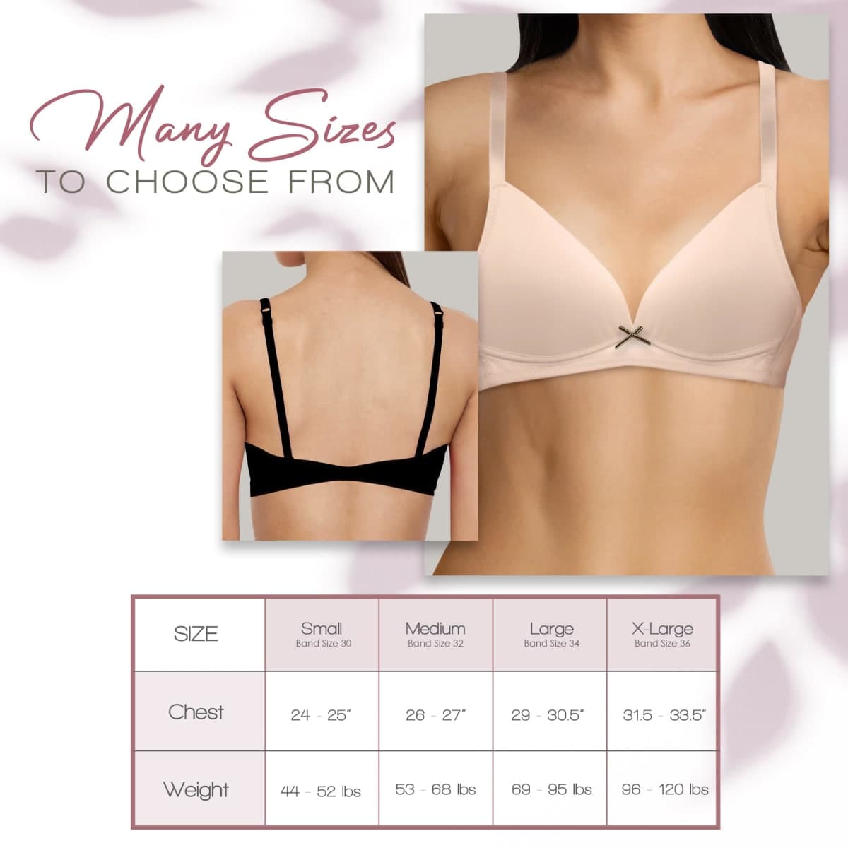Alyce Ives Intimates Girls, Teens & Petite Women Lightly Padded A Cup Bra-6 Pack, Neutrals 1, 36A thumbnail 4